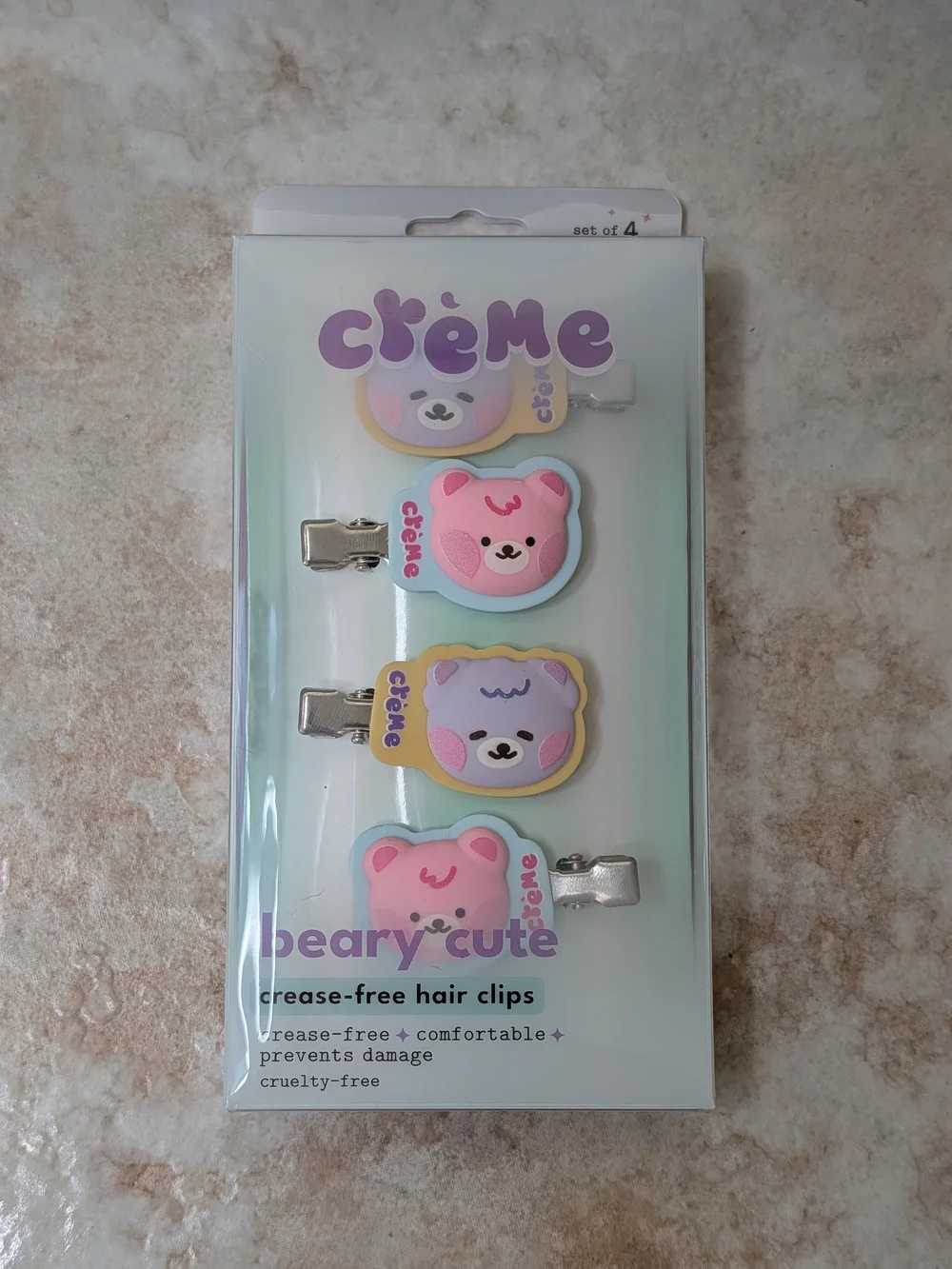 The Creme Shop Crème Beary Cute Kids Hair Clips -Set of 4 NIP